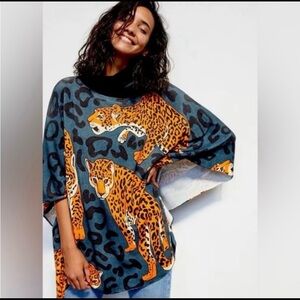 NWT Anthropologie - Conditions Apply Leopard Cheetah Loncho Sweater - size M/L